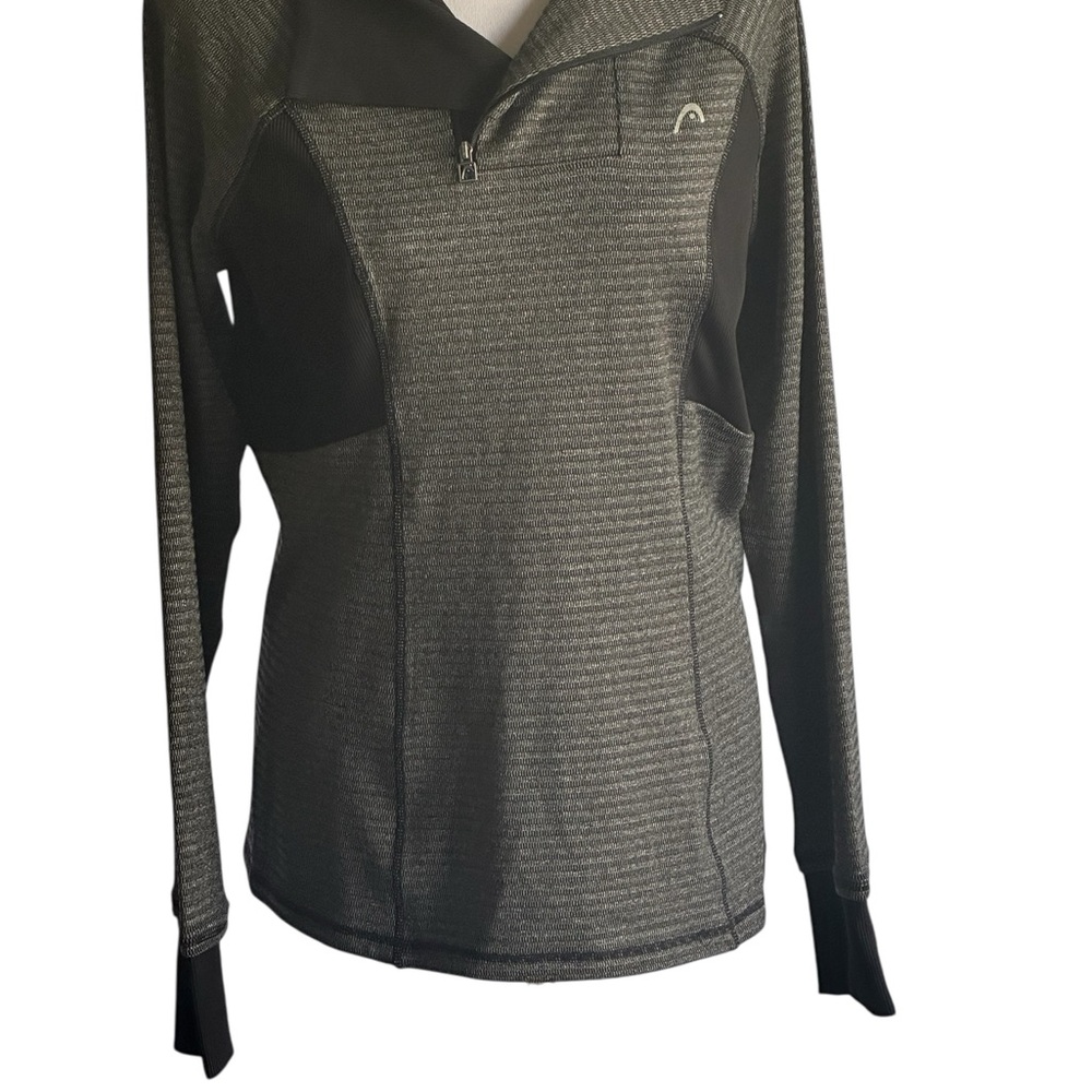 Head Gray and Black Striped Top,Fitted Breathable, Sportwear, Casual